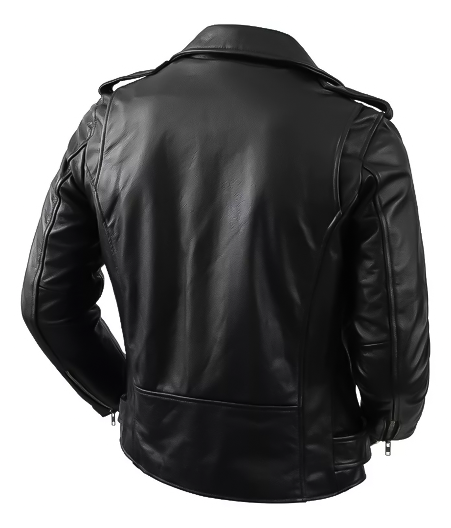 Jaqueta Masculina de Couro Nobre com Cinto Frontal