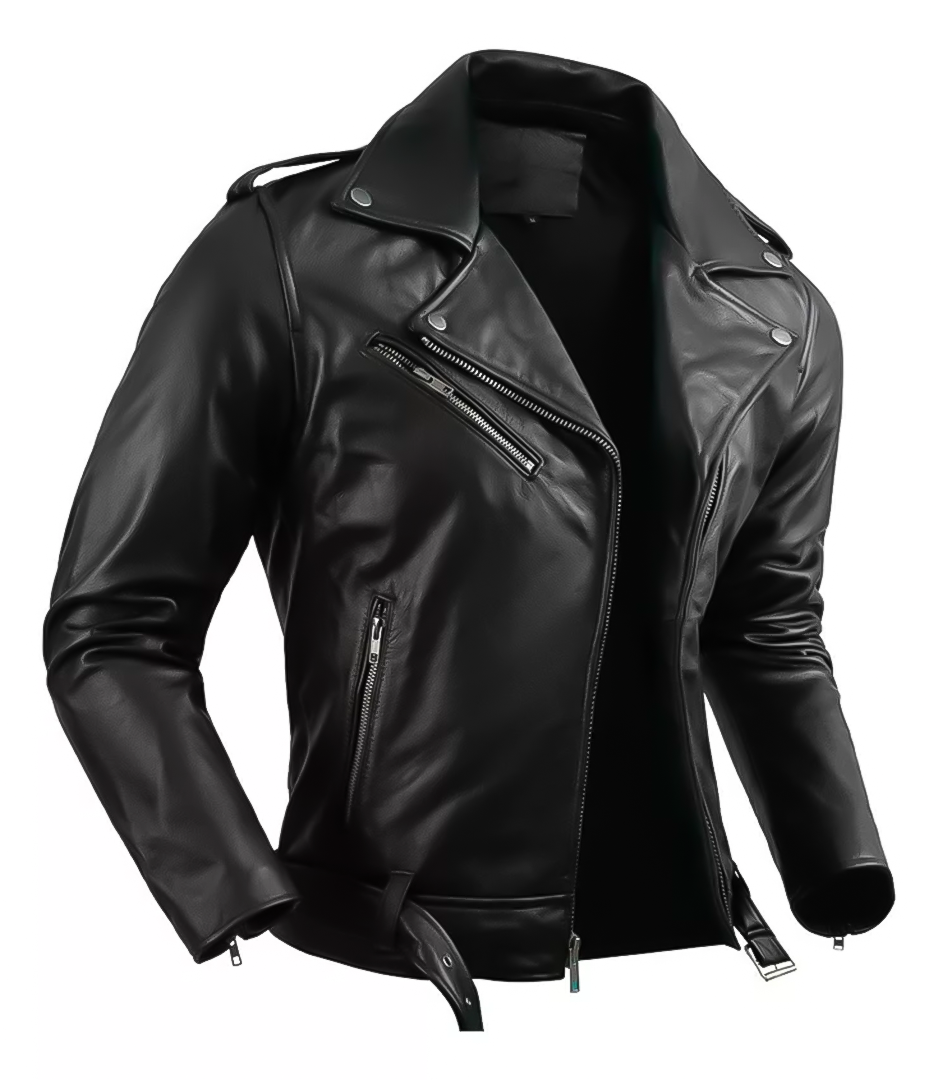 Jaqueta Masculina de Couro Nobre com Cinto Frontal - Lojas Firenzo
