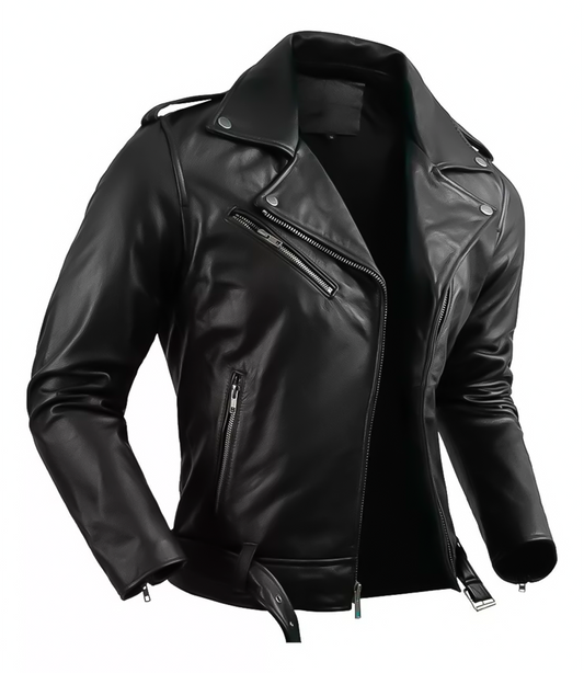 Jaqueta Masculina de Couro Nobre com Cinto Frontal - Lojas Firenzo