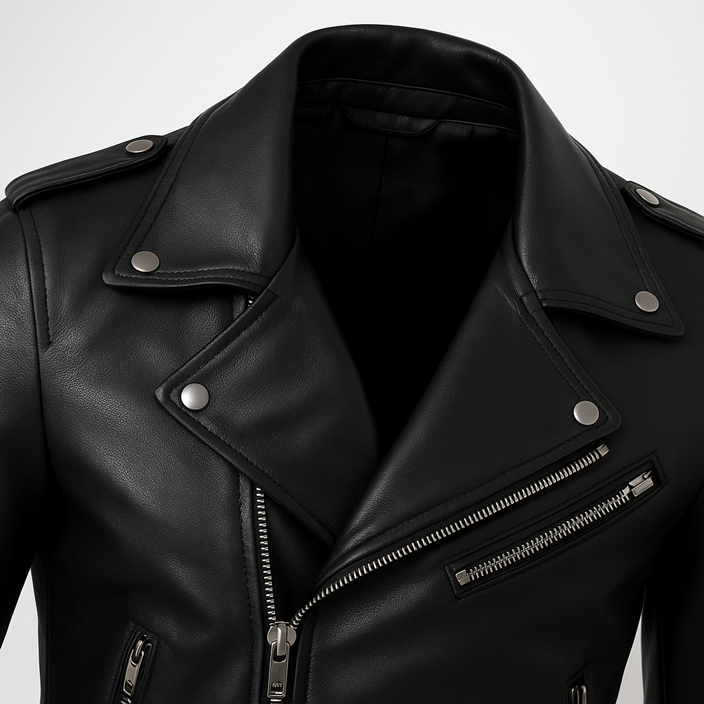 Jaqueta Masculina de Couro Nobre com Cinto Frontal