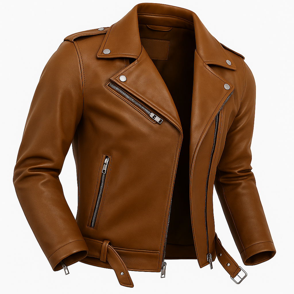 Jaqueta Masculina de Couro Nobre com Cinto Frontal - Lojas Firenzo