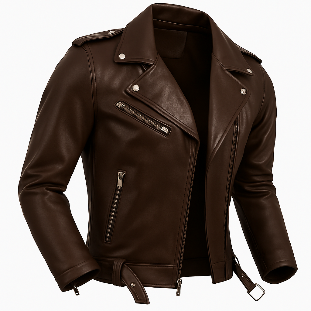 Jaqueta Masculina de Couro Nobre com Cinto Frontal - Lojas Firenzo